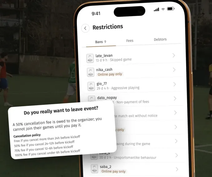 Player restrictions in Playbox with bans, fees and the late cancellation notice